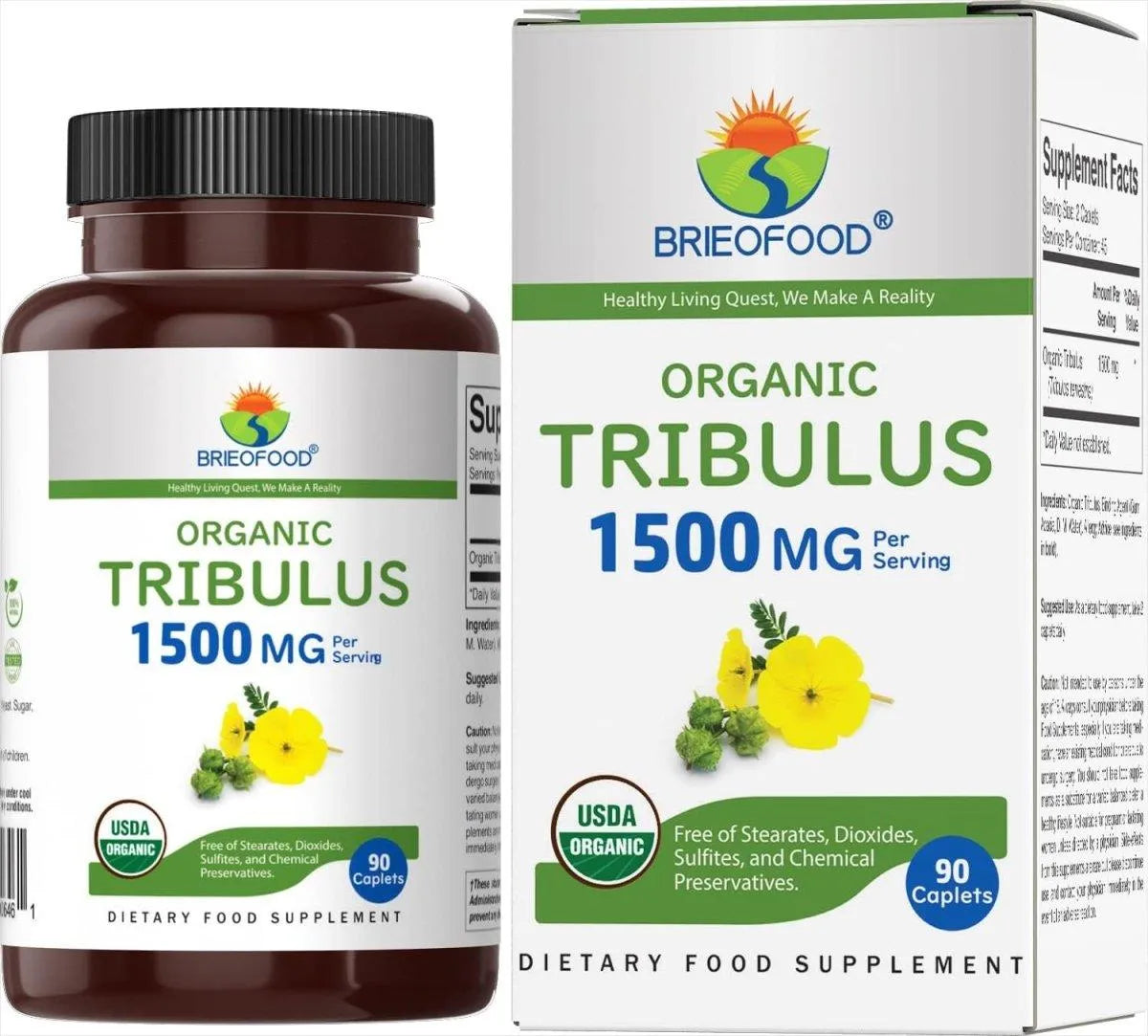 BRIEOFOOD - Brieofood Organic Tribulus 1500Mg. 90 Tabletas - The Red Vitamin MX - Suplementos Alimenticios - {{ shop.shopifyCountryName }}