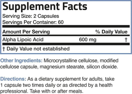 BRONSON - Bronson Alpha Lipoic Acid 600Mg. 120 Capsulas - The Red Vitamin MX - Suplementos Alimenticios - {{ shop.shopifyCountryName }}