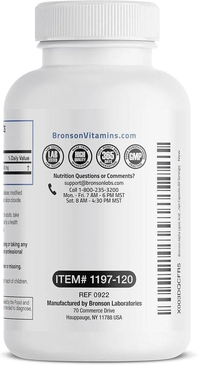 BRONSON - Bronson Alpha Lipoic Acid 600Mg. 120 Capsulas - The Red Vitamin MX - Suplementos Alimenticios - {{ shop.shopifyCountryName }}