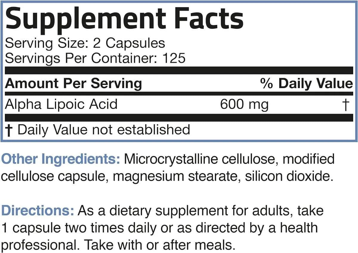 BRONSON - Bronson Alpha Lipoic Acid 600Mg. 250 Capsulas - The Red Vitamin MX - Suplementos Alimenticios - {{ shop.shopifyCountryName }}