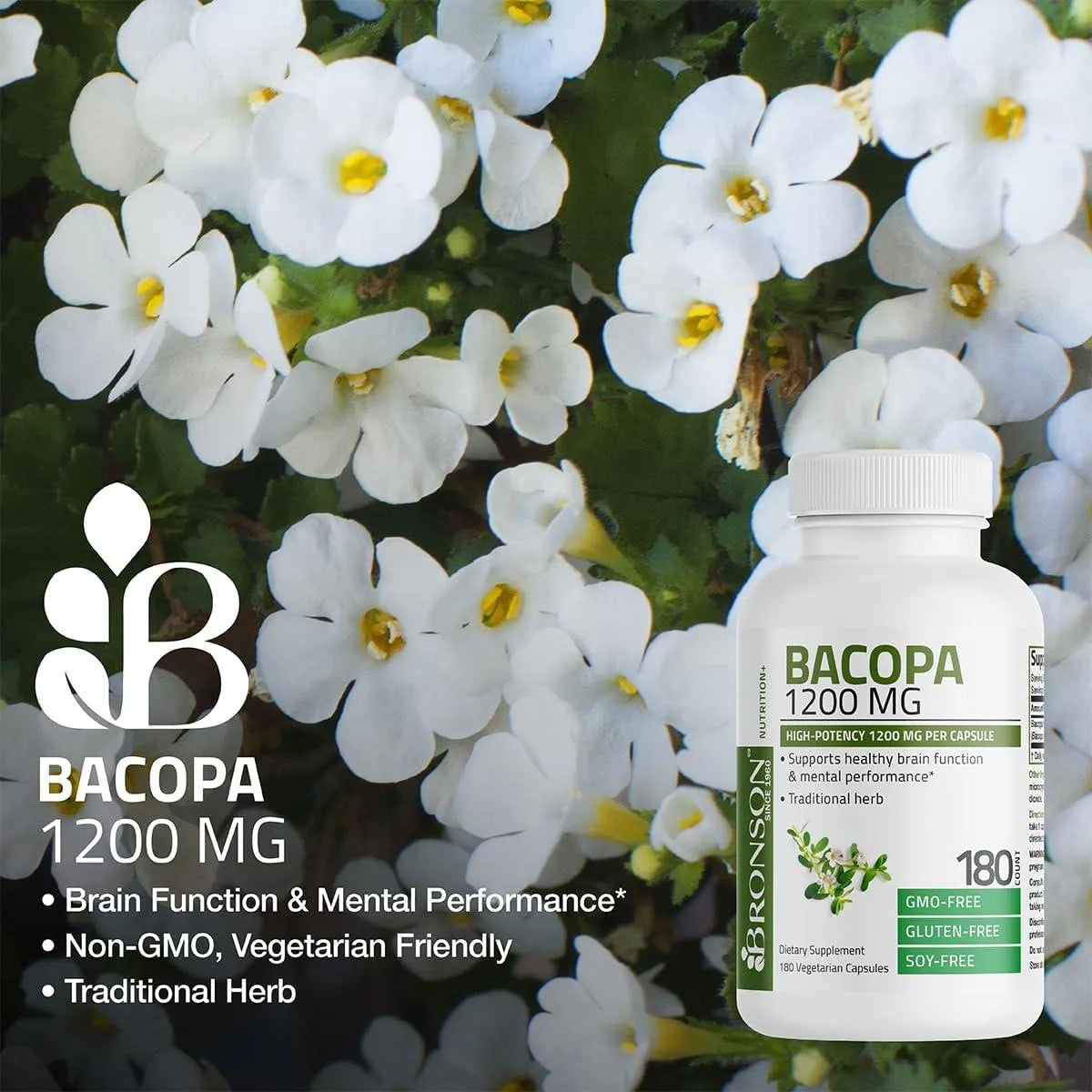 BRONSON - Bronson Bacopa 1200Mg. 90 Capsulas - The Red Vitamin MX - Suplementos Alimenticios - {{ shop.shopifyCountryName }}