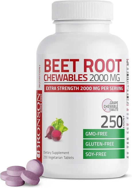 BRONSON - Bronson Beet Root Chewables 2000Mg. 250 Tabletas Masticables - The Red Vitamin MX - Suplementos Alimenticios - {{ shop.shopifyCountryName }}