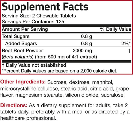 BRONSON - Bronson Beet Root Chewables 2000Mg. 250 Tabletas Masticables - The Red Vitamin MX - Suplementos Alimenticios - {{ shop.shopifyCountryName }}