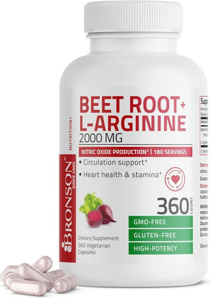 BRONSON - Bronson Beet Root + L-Arginine 2000MG. 360 Capsulas - The Red Vitamin MX - Suplementos Alimenticios - {{ shop.shopifyCountryName }}