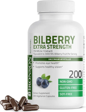 BRONSON - Bronson Bilberry Extra Strength 200 Capsulas - The Red Vitamin MX - Suplementos Alimenticios - {{ shop.shopifyCountryName }}