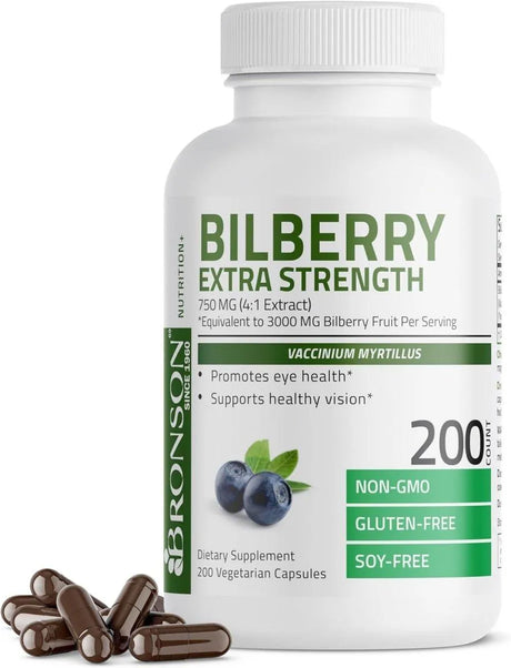 BRONSON - Bronson Bilberry Extra Strength 200 Capsulas - The Red Vitamin MX - Suplementos Alimenticios - {{ shop.shopifyCountryName }}