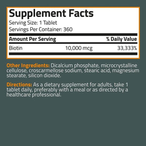 BRONSON - Bronson Biotin 10,000 MCG 360 Tabletas - The Red Vitamin MX - Suplementos Alimenticios - {{ shop.shopifyCountryName }}