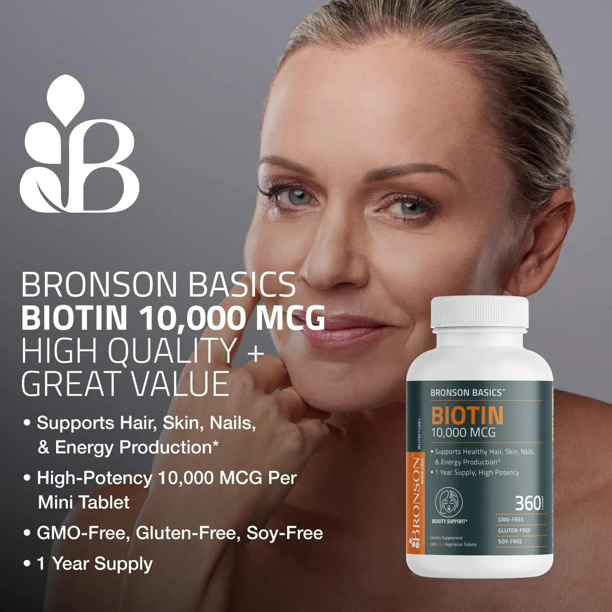 BRONSON - Bronson Biotin 10,000 MCG 360 Tabletas - The Red Vitamin MX - Suplementos Alimenticios - {{ shop.shopifyCountryName }}