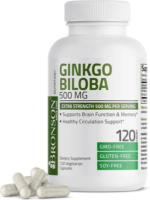 BRONSON - Bronson Ginkgo Biloba 500Mg. 120 Capsulas - The Red Vitamin MX - Suplementos Alimenticios - {{ shop.shopifyCountryName }}