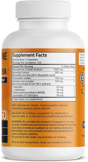 BRONSON - Bronson Glucosamine Chondroitin Turmeric & MSM 360 Capsulas - The Red Vitamin MX - Suplementos Alimenticios - {{ shop.shopifyCountryName }}