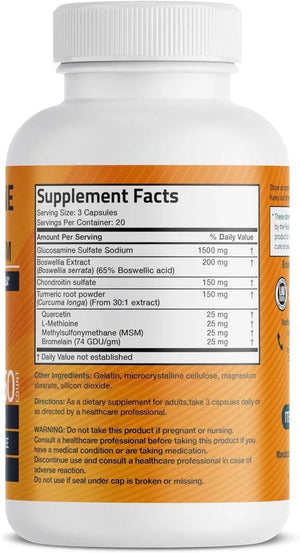 BRONSON - Bronson Glucosamine Chondroitin Turmeric & MSM 60 Capsulas - The Red Vitamin MX - Suplementos Alimenticios - {{ shop.shopifyCountryName }}