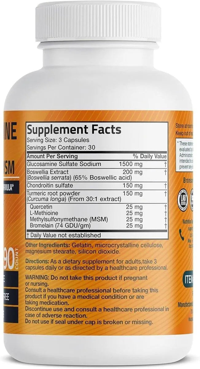 BRONSON - Bronson Glucosamine Chondroitin Turmeric & MSM 90 Capsulas - The Red Vitamin MX - Suplementos Alimenticios - {{ shop.shopifyCountryName }}