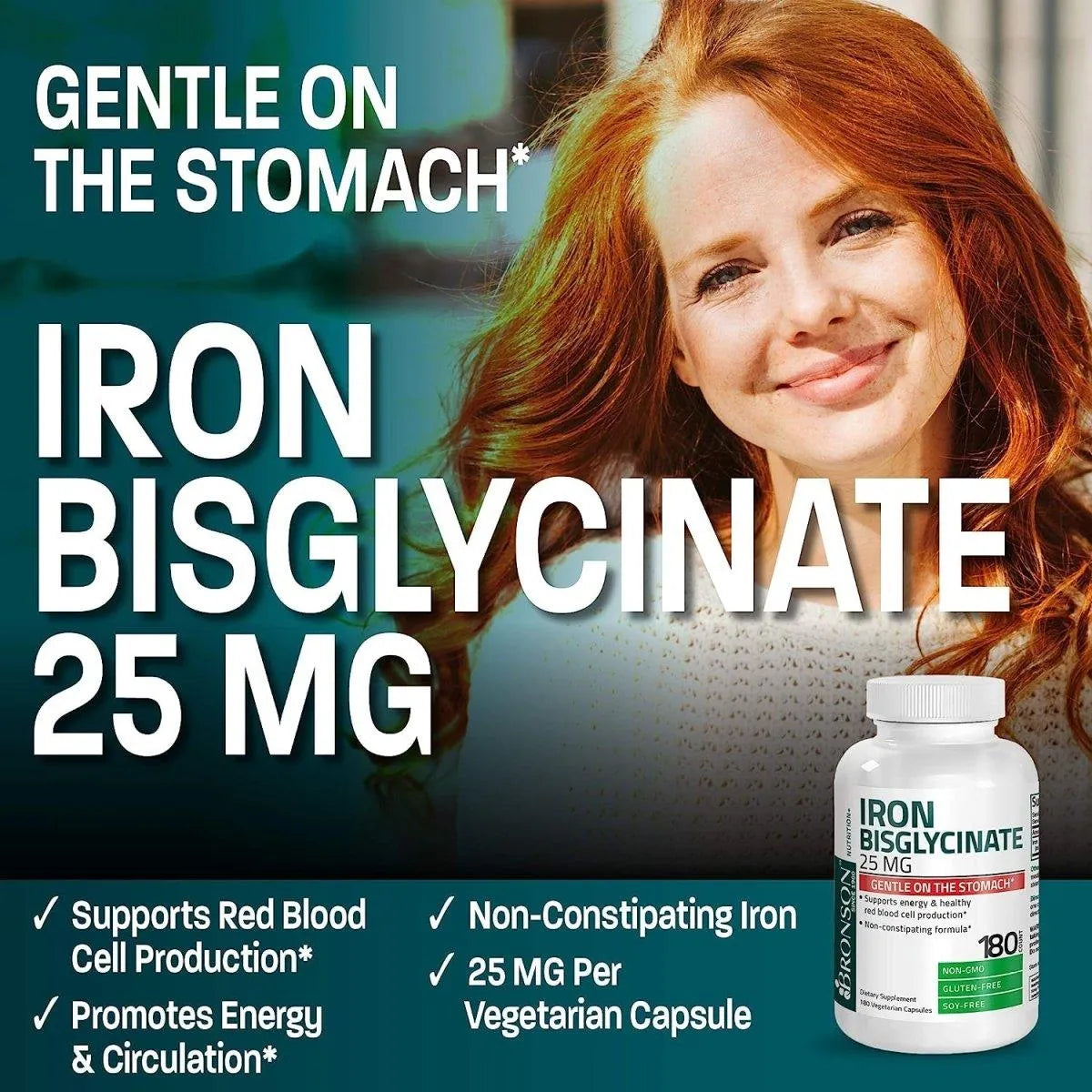 BRONSON - Bronson Iron Bisglycinate 25Mg. 180 Capsulas - The Red Vitamin MX - Suplementos Alimenticios - {{ shop.shopifyCountryName }}