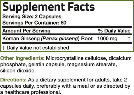 BRONSON - Bronson Korean Panax Ginseng 1000Mg. 120 Capsulas - The Red Vitamin MX - Suplementos Alimenticios - {{ shop.shopifyCountryName }}