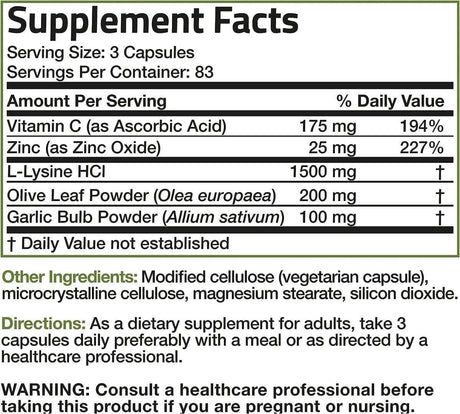 BRONSON - Bronson L-Lysine Defense Immune Support 1500Mg. 250 Capsulas - The Red Vitamin MX - Suplementos Alimenticios - {{ shop.shopifyCountryName }}