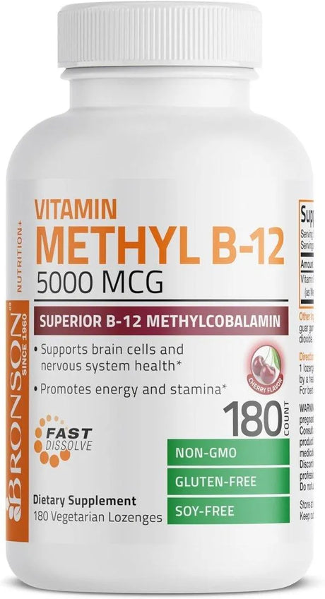 BRONSON - Bronson Methyl B12 5000mcg Vitamin B12 180 Tabletas - The Red Vitamin MX - Suplementos Alimenticios - {{ shop.shopifyCountryName }}