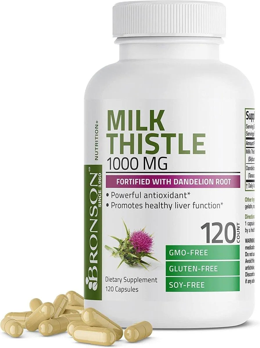 BRONSON - Bronson Milk Thistle 1000Mg. 120 Capsulas - The Red Vitamin MX - Suplementos Alimenticios - {{ shop.shopifyCountryName }}