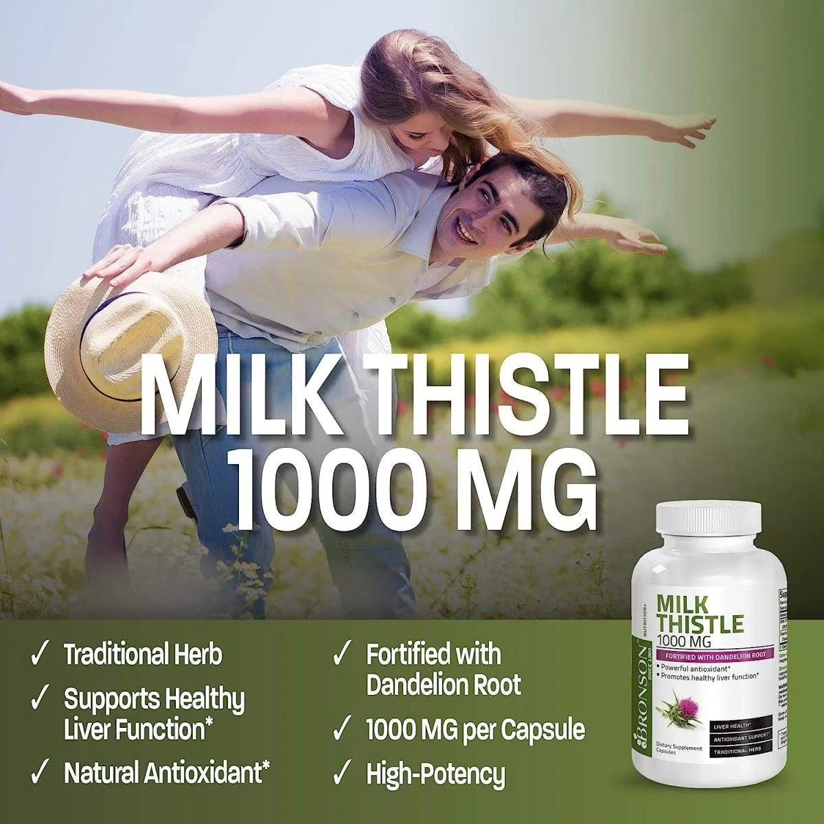 BRONSON - Bronson Milk Thistle 1000Mg. 120 Capsulas - The Red Vitamin MX - Suplementos Alimenticios - {{ shop.shopifyCountryName }}