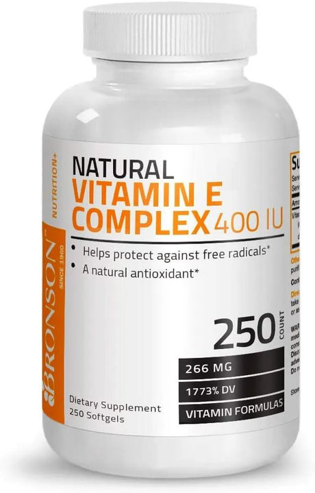 BRONSON - Bronson Natural Vitamin E Complex Supplement 400 I.U. 250 Capsulas Blandas - The Red Vitamin MX - Suplementos Alimenticios - {{ shop.shopifyCountryName }}