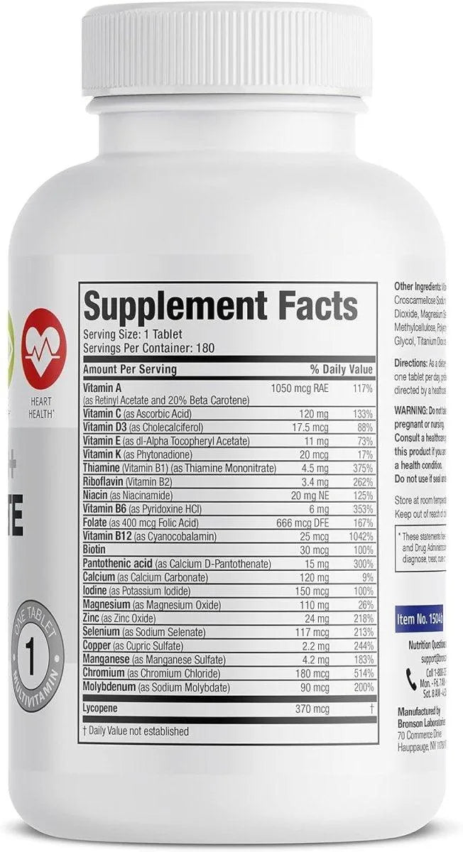 BRONSON - Bronson ONE Daily Mens 50+ Complete Multivitamin 180 Tabletas - The Red Vitamin MX - Suplementos Alimenticios - {{ shop.shopifyCountryName }}