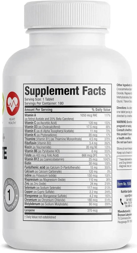 BRONSON - Bronson ONE Daily Mens 50+ Complete Multivitamin 180 Tabletas - The Red Vitamin MX - Suplementos Alimenticios - {{ shop.shopifyCountryName }}