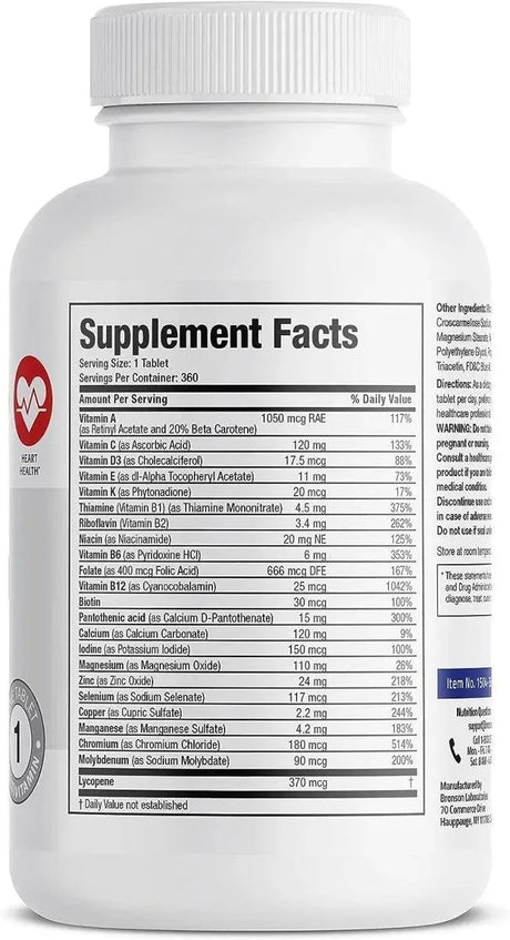 BRONSON - Bronson ONE Daily Mens 50+ Complete Multivitamin 360 Tabletas - The Red Vitamin MX - Suplementos Alimenticios - {{ shop.shopifyCountryName }}