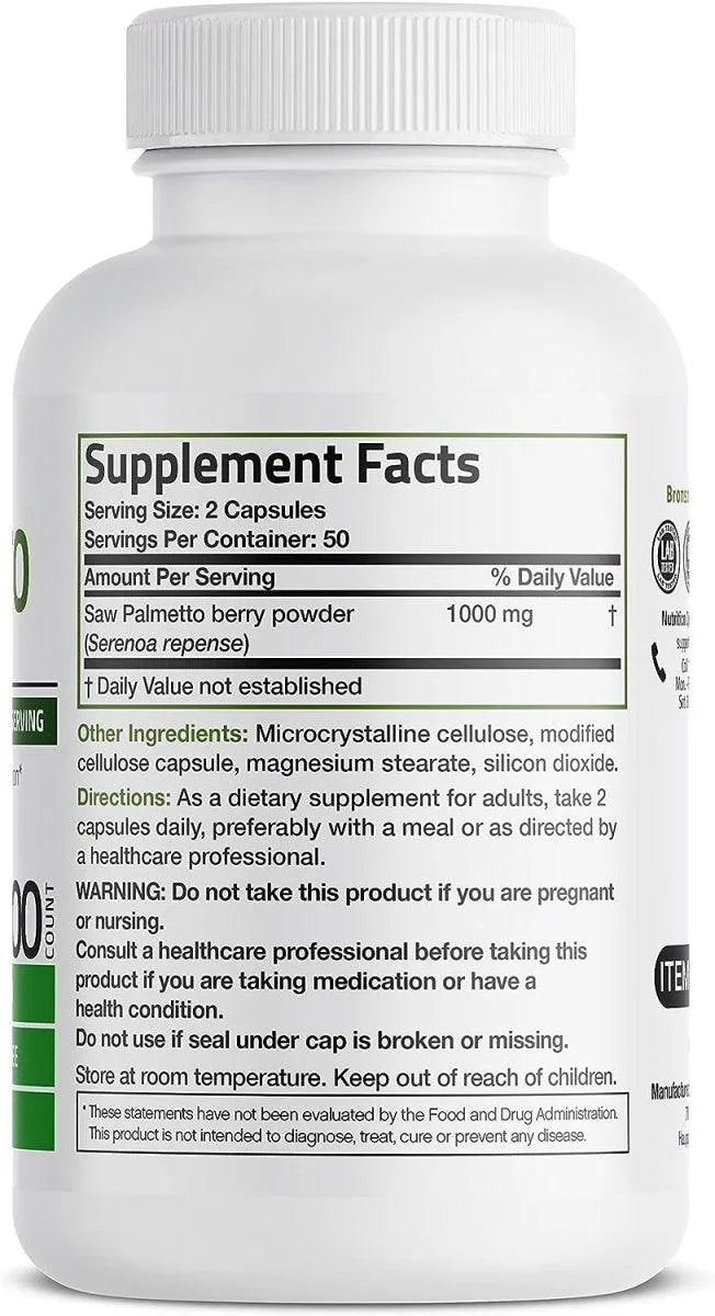 BRONSON - Bronson Saw Palmetto 1000Mg. 100 Capsulas - The Red Vitamin MX - Suplementos Alimenticios - {{ shop.shopifyCountryName }}