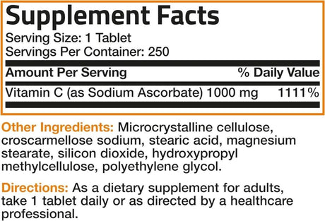 BRONSON - Bronson Sodium Ascorbate Non Acidic Vitamin C 1000Mg. 100 Tabletas - The Red Vitamin MX - Suplementos Alimenticios - {{ shop.shopifyCountryName }}