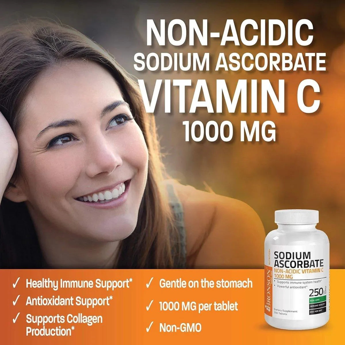 BRONSON - Bronson Sodium Ascorbate Non Acidic Vitamin C 1000Mg. 100 Tabletas - The Red Vitamin MX - Suplementos Alimenticios - {{ shop.shopifyCountryName }}