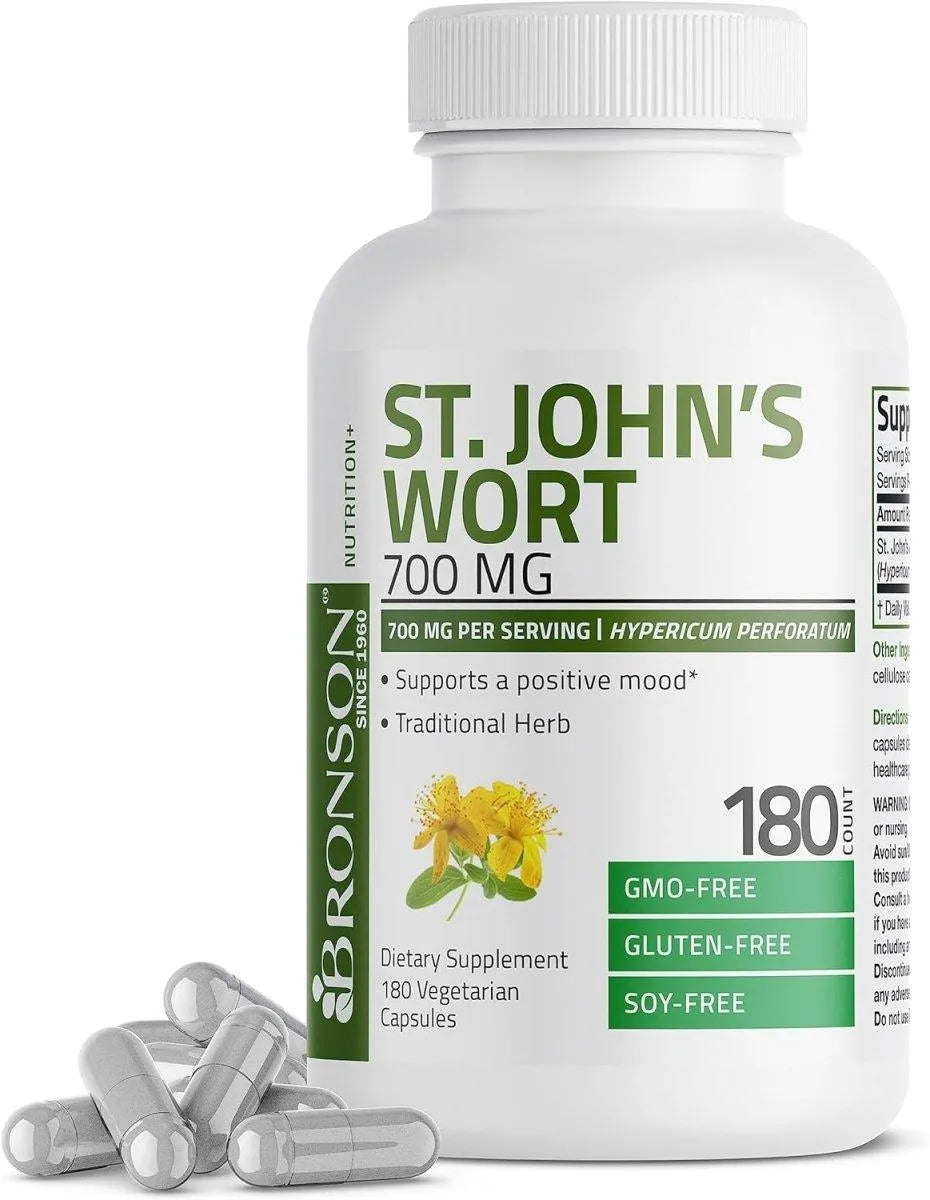 BRONSON - Bronson St. John's Wort 700Mg. 180 Capsulas - The Red Vitamin MX - Suplementos Alimenticios - {{ shop.shopifyCountryName }}