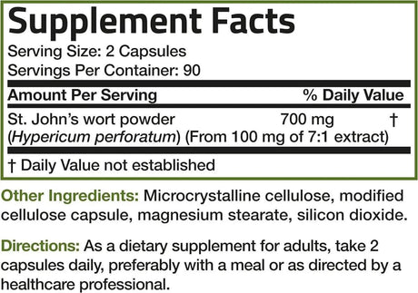 BRONSON - Bronson St. John's Wort 700Mg. 180 Capsulas - The Red Vitamin MX - Suplementos Alimenticios - {{ shop.shopifyCountryName }}