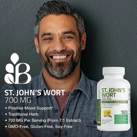 BRONSON - Bronson St. John's Wort 700Mg. 180 Capsulas - The Red Vitamin MX - Suplementos Alimenticios - {{ shop.shopifyCountryName }}