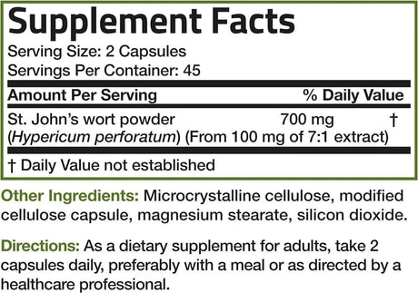 BRONSON - Bronson St. John's Wort 700Mg. 90 Capsulas - The Red Vitamin MX - Suplementos Alimenticios - {{ shop.shopifyCountryName }}