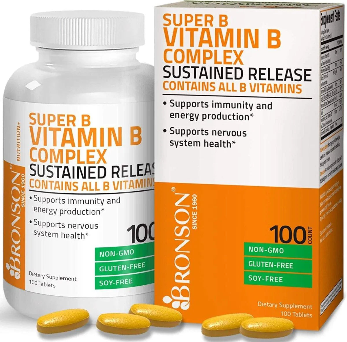 BRONSON - Bronson Super B Vitamin B Complex Sustained Slow Release 100 Tabletas - The Red Vitamin MX - Suplementos Alimenticios - {{ shop.shopifyCountryName }}