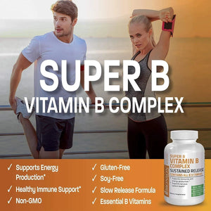 BRONSON - Bronson Super B Vitamin B Complex Sustained Slow Release 100 Tabletas - The Red Vitamin MX - Suplementos Alimenticios - {{ shop.shopifyCountryName }}