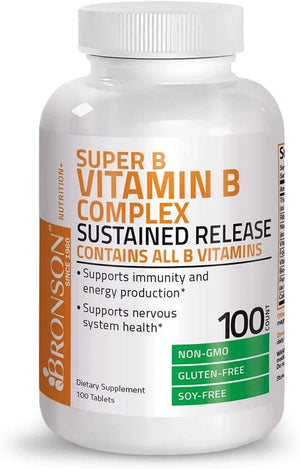 BRONSON - Bronson Super B Vitamin B Complex Sustained Slow Release 100 Tabletas - The Red Vitamin MX - Suplementos Alimenticios - {{ shop.shopifyCountryName }}