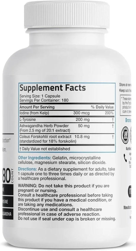 BRONSON - Bronson Thyroid Support Complex with Iodine 180 Capsulas - The Red Vitamin MX - Suplementos Alimenticios - {{ shop.shopifyCountryName }}