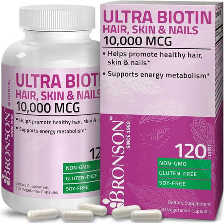 BRONSON - Bronson Ultra Biotin 10,000 mcg 120 Capsulas - The Red Vitamin MX - Suplementos Alimenticios - {{ shop.shopifyCountryName }}