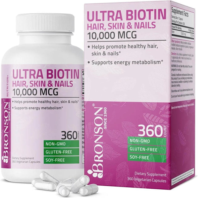 BRONSON - Bronson Ultra Biotin 10,000mcg Hair Skin and Nails 360 Capsulas - The Red Vitamin MX - Suplementos Alimenticios - {{ shop.shopifyCountryName }}