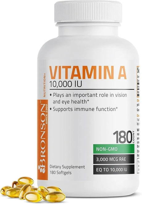 BRONSON - Bronson Vitamin A 10,000 IU 180 Capsulas Blandas - The Red Vitamin MX - Suplementos Alimenticios - {{ shop.shopifyCountryName }}