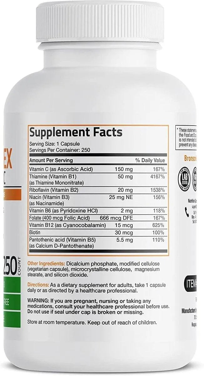 BRONSON - Bronson Vitamin B Complex with Vitamin C 250 Capsulas - The Red Vitamin MX - Suplementos Alimenticios - {{ shop.shopifyCountryName }}