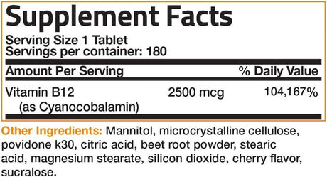 BRONSON - Bronson Vitamin B12 2500mcg Shot of Energy Fast Dissolve Chewable Tablets 180 Tabletas - The Red Vitamin MX - Suplementos Alimenticios - {{ shop.shopifyCountryName }}