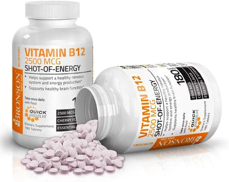 BRONSON - Bronson Vitamin B12 2500mcg Shot of Energy Fast Dissolve Chewable Tablets 180 Tabletas - The Red Vitamin MX - Suplementos Alimenticios - {{ shop.shopifyCountryName }}