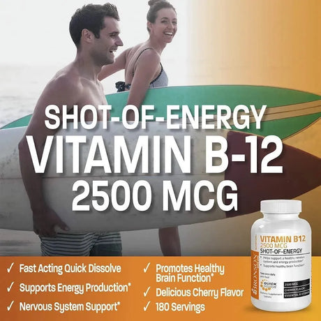 BRONSON - Bronson Vitamin B12 2500mcg Shot of Energy Fast Dissolve Chewable Tablets 180 Tabletas - The Red Vitamin MX - Suplementos Alimenticios - {{ shop.shopifyCountryName }}
