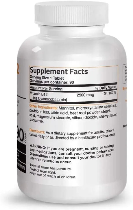 BRONSON - Bronson Vitamin B12 2500mcg Shot of Energy Fast Dissolve Chewable Tablets 90 Tabletas - The Red Vitamin MX - Suplementos Alimenticios - {{ shop.shopifyCountryName }}