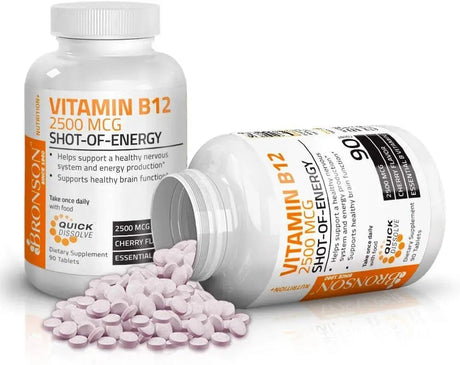 BRONSON - Bronson Vitamin B12 2500mcg Shot of Energy Fast Dissolve Chewable Tablets 90 Tabletas - The Red Vitamin MX - Suplementos Alimenticios - {{ shop.shopifyCountryName }}