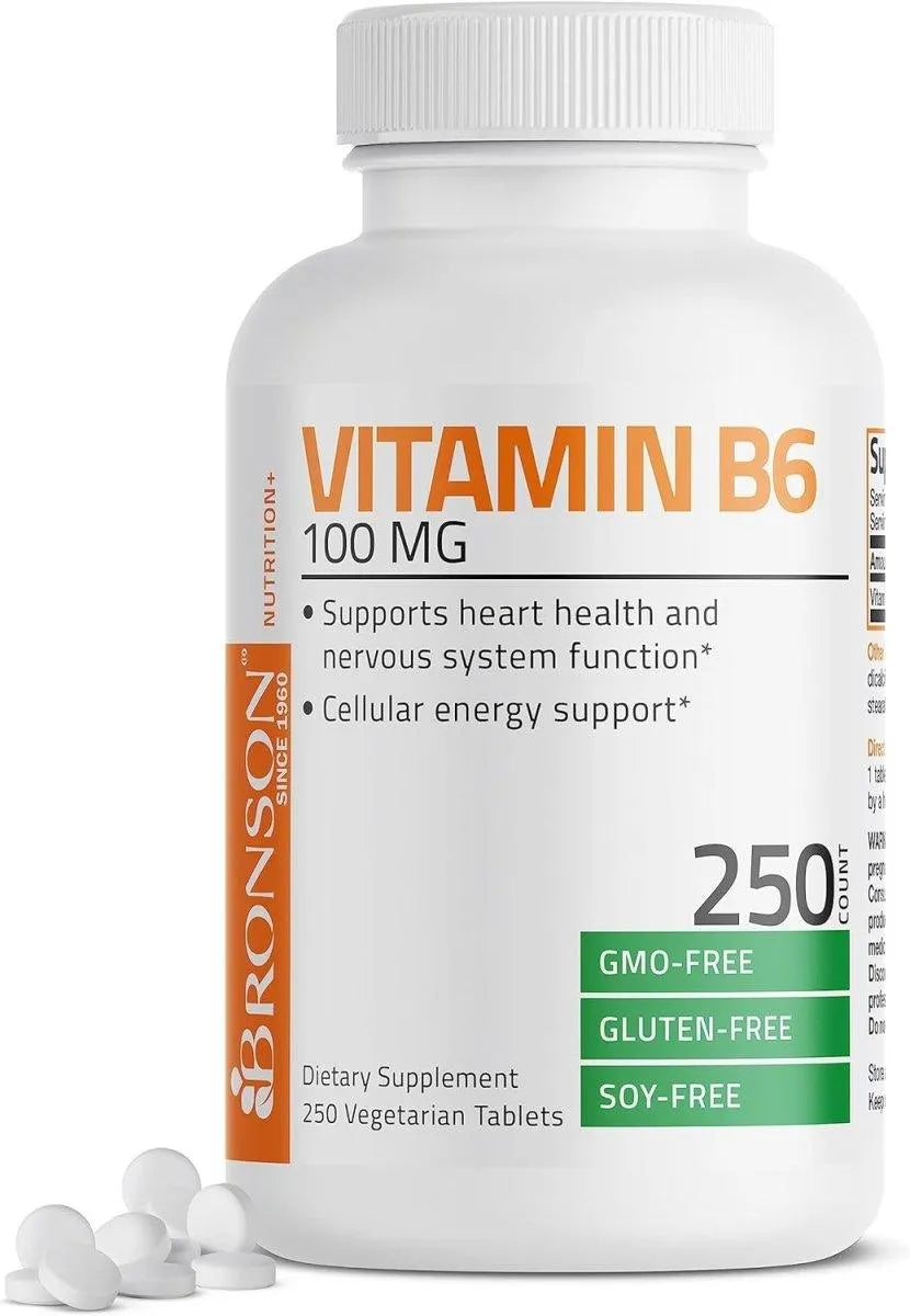 BRONSON - Bronson Vitamin B6 100Mg. 250 Tabletas - The Red Vitamin MX - Suplementos Alimenticios - {{ shop.shopifyCountryName }}