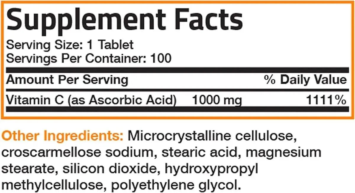 BRONSON - Bronson Vitamin C 1000Mg. Premium Non-GMO Ascorbic Acid 100 Tabletas - The Red Vitamin MX - Suplementos Alimenticios - {{ shop.shopifyCountryName }}