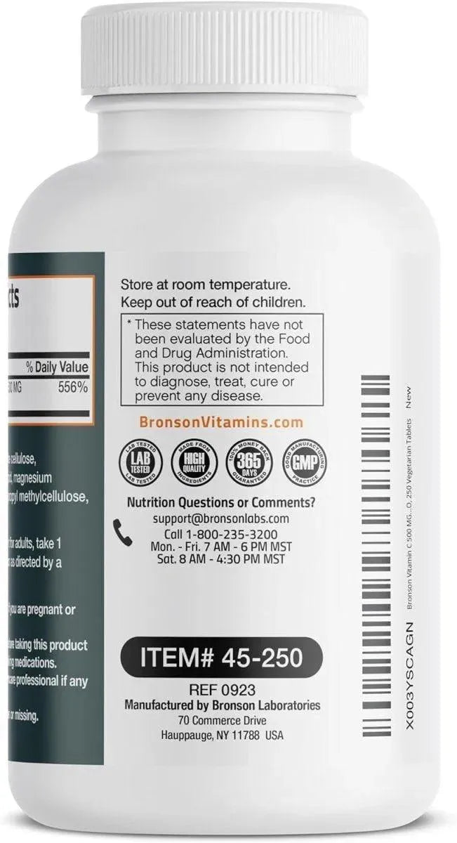 BRONSON - Bronson Vitamin C 500Mg. 250 Tabletas - The Red Vitamin MX - Suplementos Alimenticios - {{ shop.shopifyCountryName }}