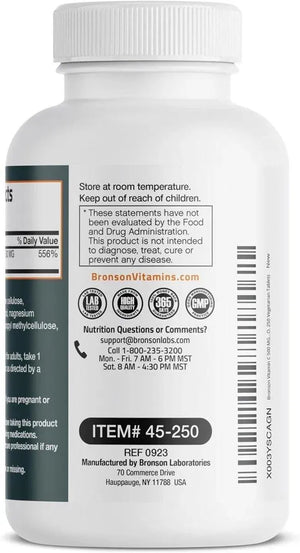 BRONSON - Bronson Vitamin C 500Mg. 250 Tabletas - The Red Vitamin MX - Suplementos Alimenticios - {{ shop.shopifyCountryName }}
